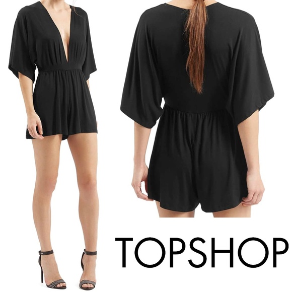 Topshop Pants - NWT Topshop Plunge V-Neck Jersey Romper 4 Black